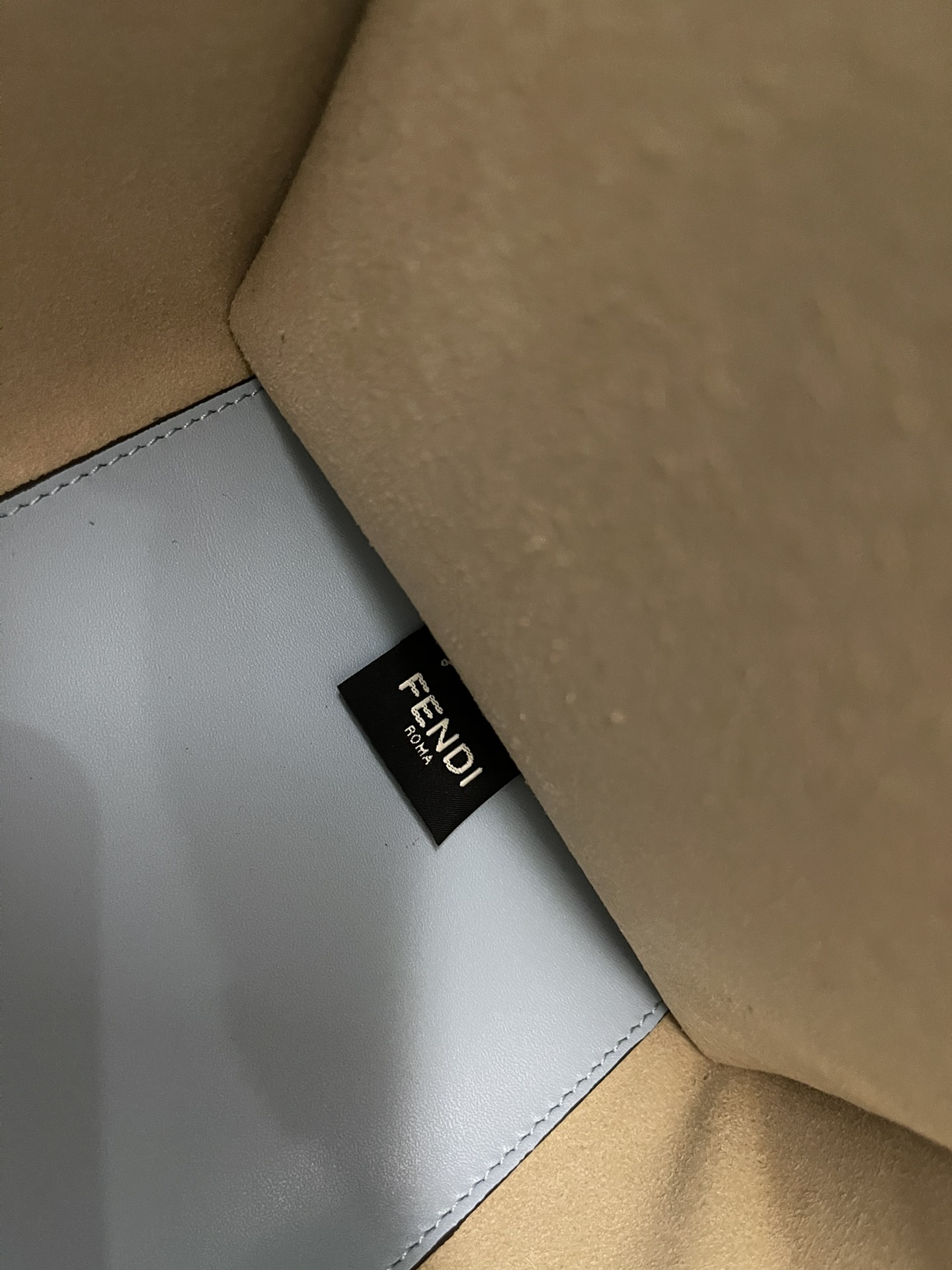 FENDI small trumpet sky blue new size shine tote tote bag 