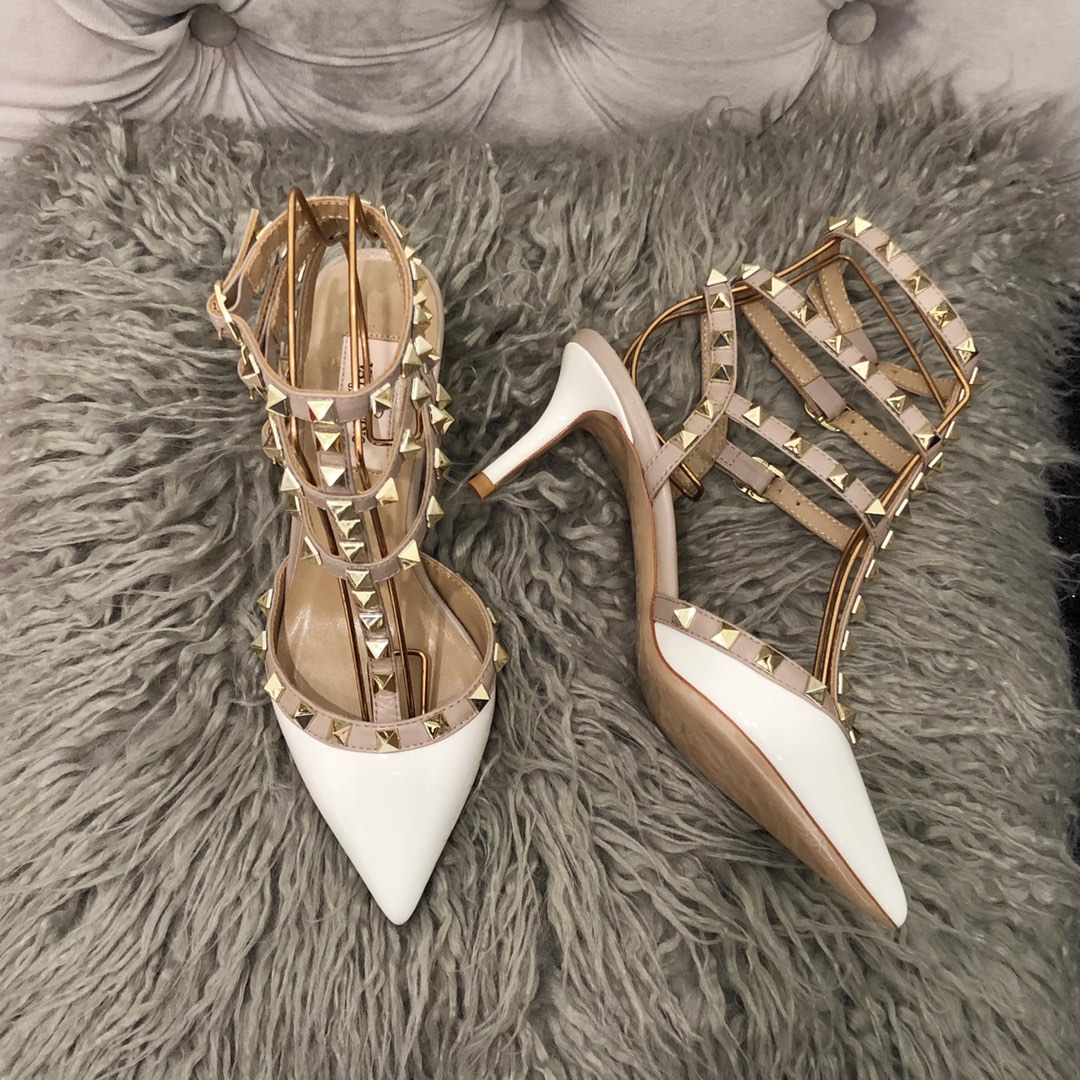 【Valentino】Valentino Valentino top version white patent leather 3 with 6.5cm high heels