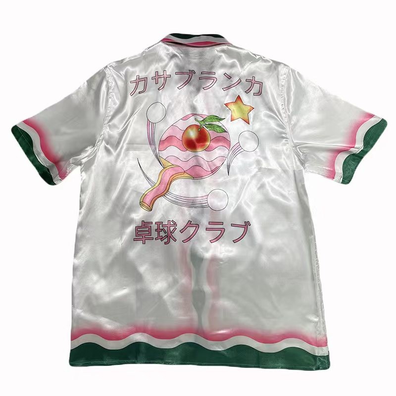 Casablanca SS22 spring and summer, pink and green wavy print color bump short-sleeved shirt