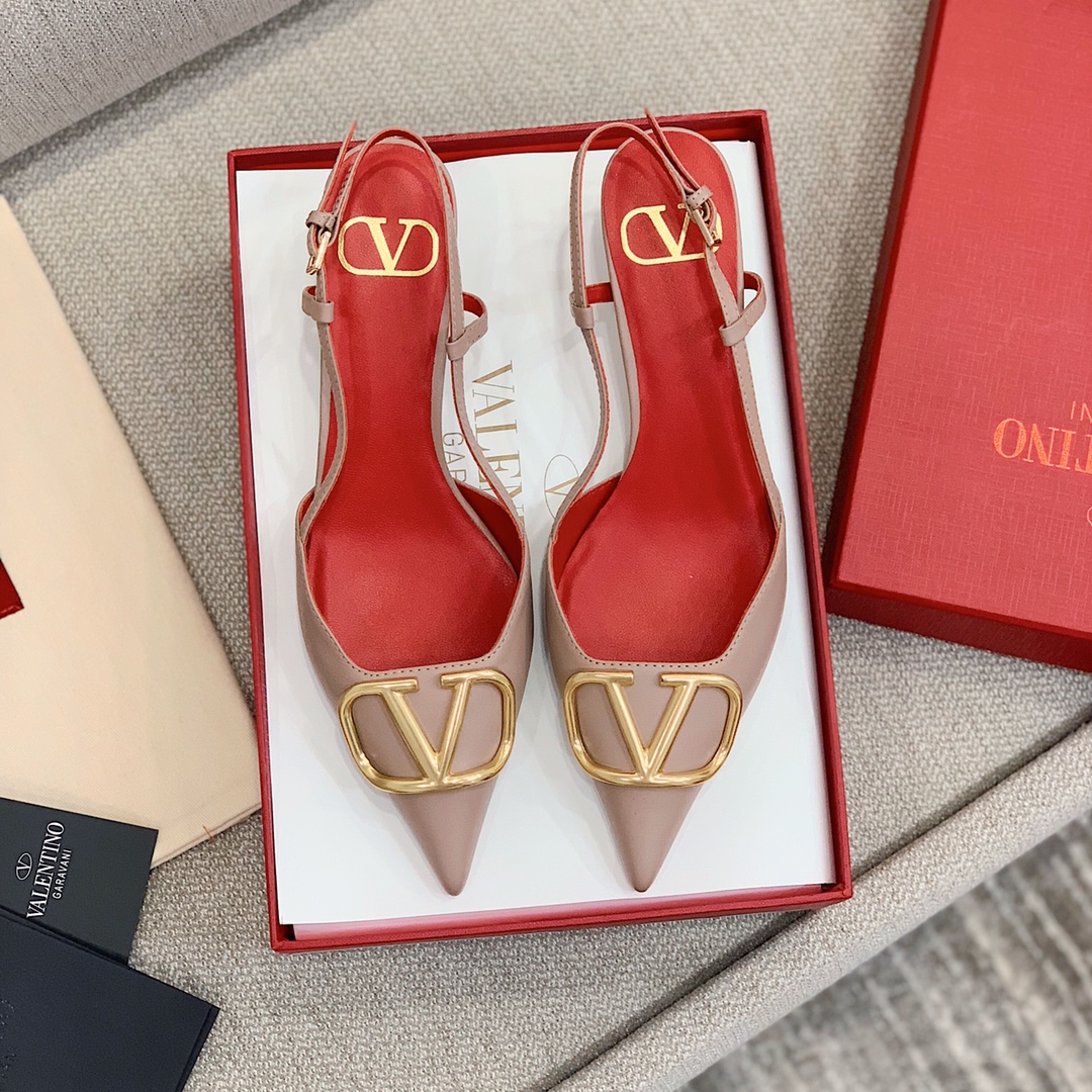 【Valentino】Valentino highest version of kitten heel sandals custom original top calfskin