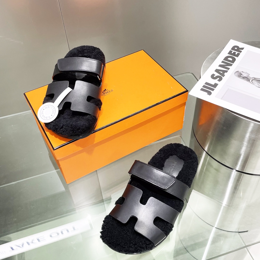 Hermes teddy fur uncle shoes