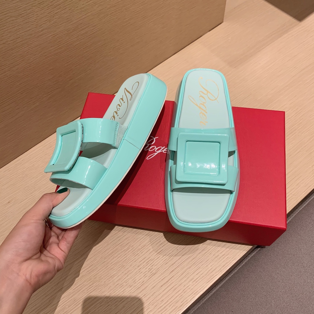 Roger Vivier | 𝟐𝟎𝟐𝟏/𝐒𝐒 𝐧𝐞𝐰 RV Top Edition Diamond Buckle Slippers Swarovski Crystal Diamonds