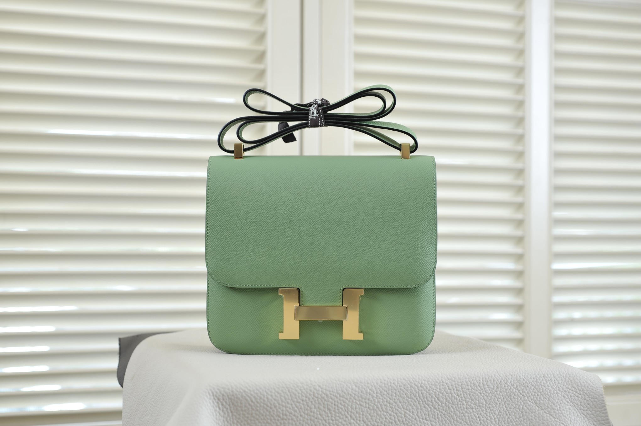 Kangkang 24 avocado green gold buckle epsom leather