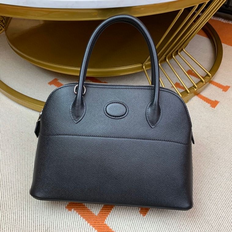 Bolide 27cm Imported original Epsom leather Half hand waxed stitching Black Silver buckle