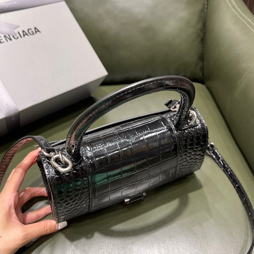 BALENCIAGA 𝐇𝐨𝐮𝐫𝐠𝐥𝐚𝐬𝐬𝐬 𝐒 crocodile-textured cowhide