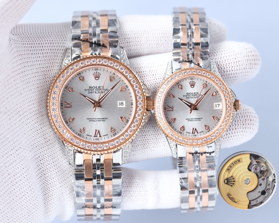 Rolex 316 top stainless steel material, stainless steel bezel set with multiple Swarovski diamonds