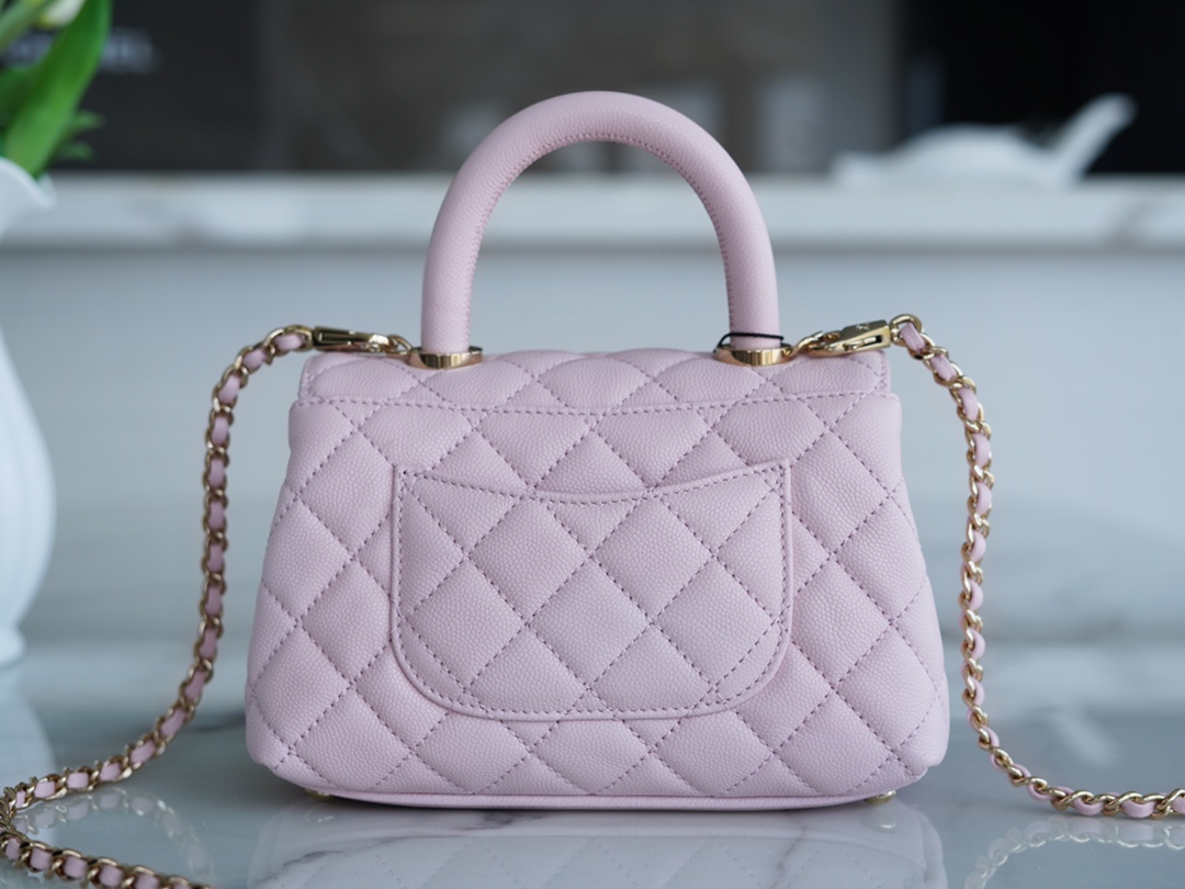 CHANEL 𝑪𝒐𝑪𝒐 𝒉𝒂𝒏𝒅𝒍𝒆 New Cowhide Handle 𝗠𝗶𝗡𝗶𝗡𝗶 Sakura Pink 🌸