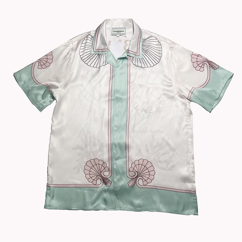 Casablanca 22SS pink shell coral short sleeve shirt