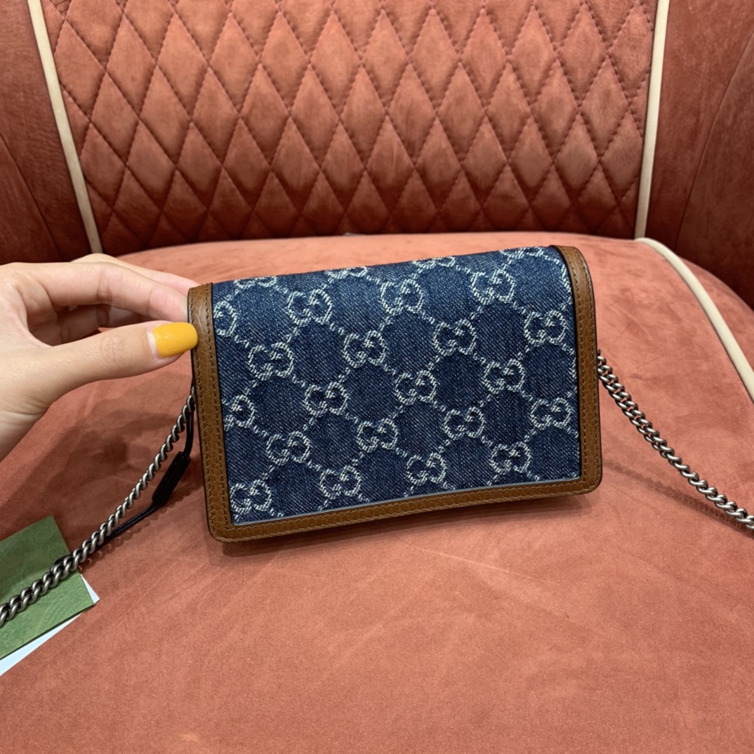 GUCCI 𝙂𝙐𝘾𝘾𝙄 𝘿𝙀𝙉𝙄𝙈 Denim Series Denim Dionysus Mini 16 # 476432