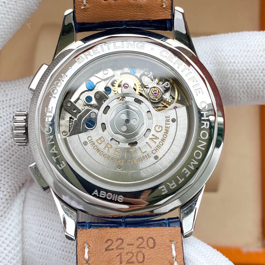 Breitling-Premier B01 Chronograph screw-in steel, transparent sapphire