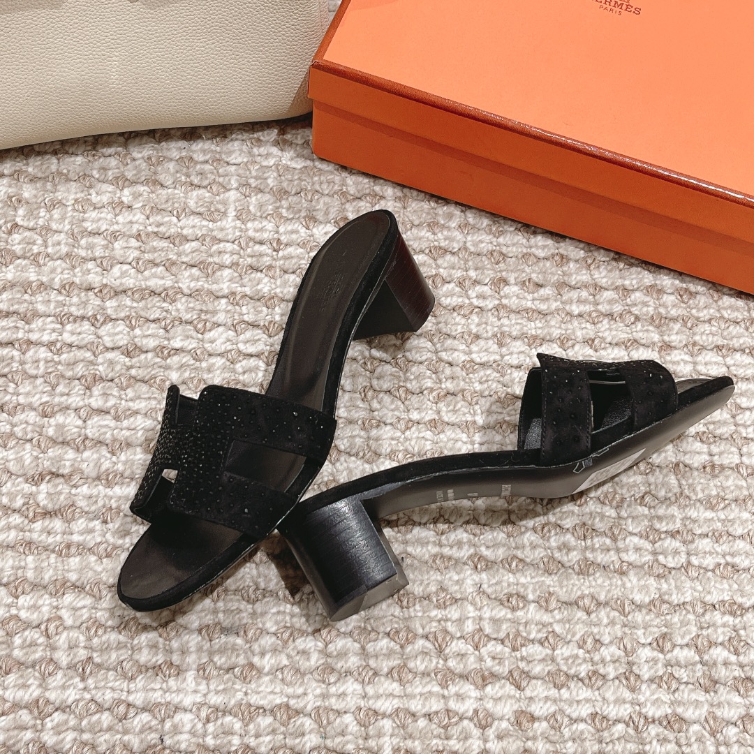 Hermes Oasis diamond face slippers series