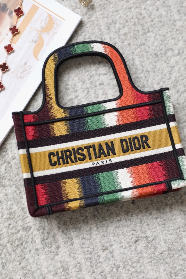 Dior book tote mini seven colorful stripes