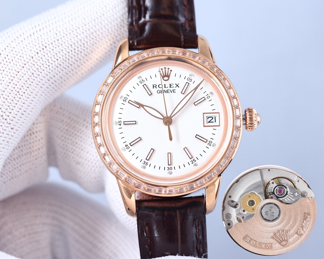 Rolex fashion women's watch simple three needles super luminous at night 💕Unique 3⃣️ character calendar