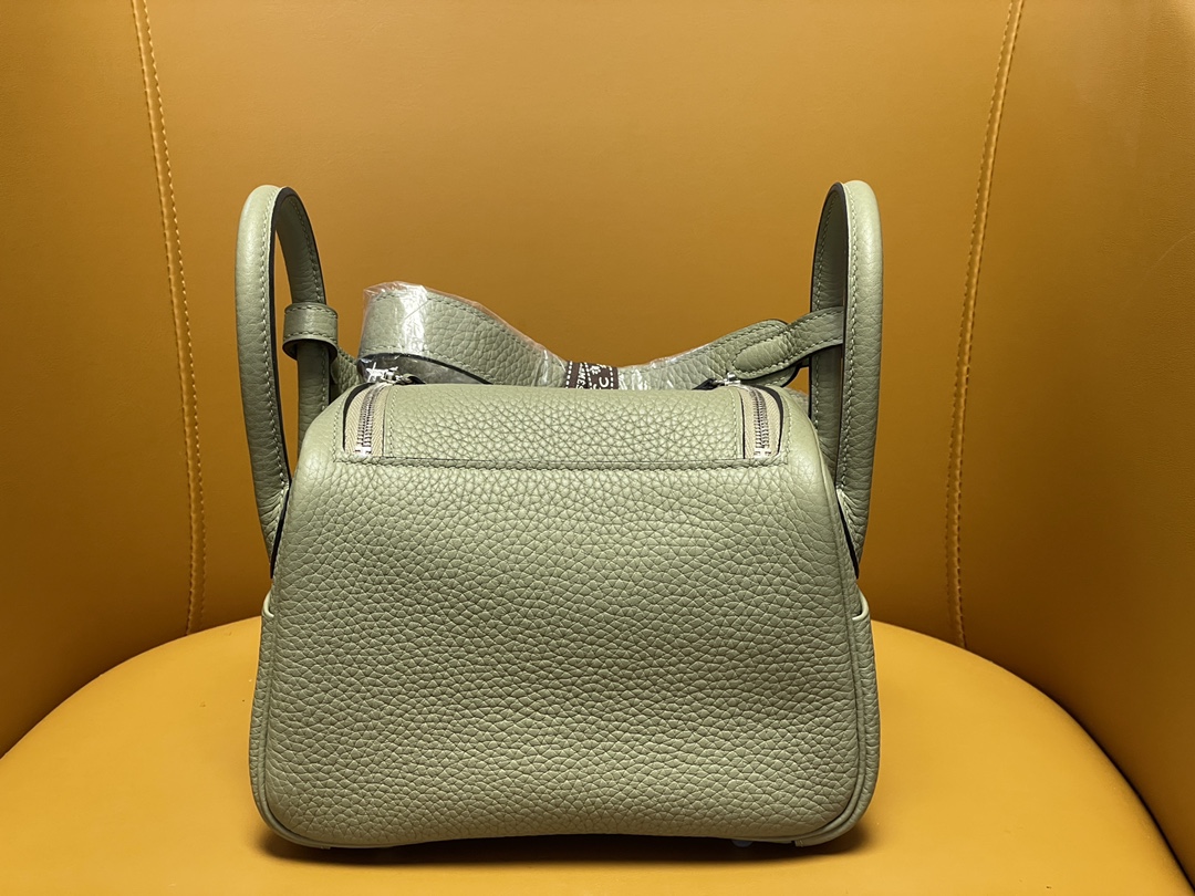 mini lindy sage green tc leather silver buckle