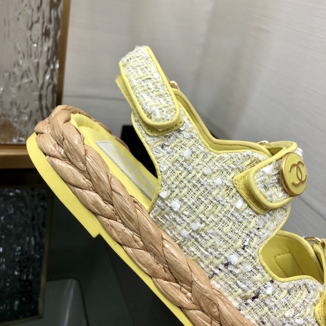 CHANEL 2023 spring and summer latest woven velcro sandals Japan imported woven materials