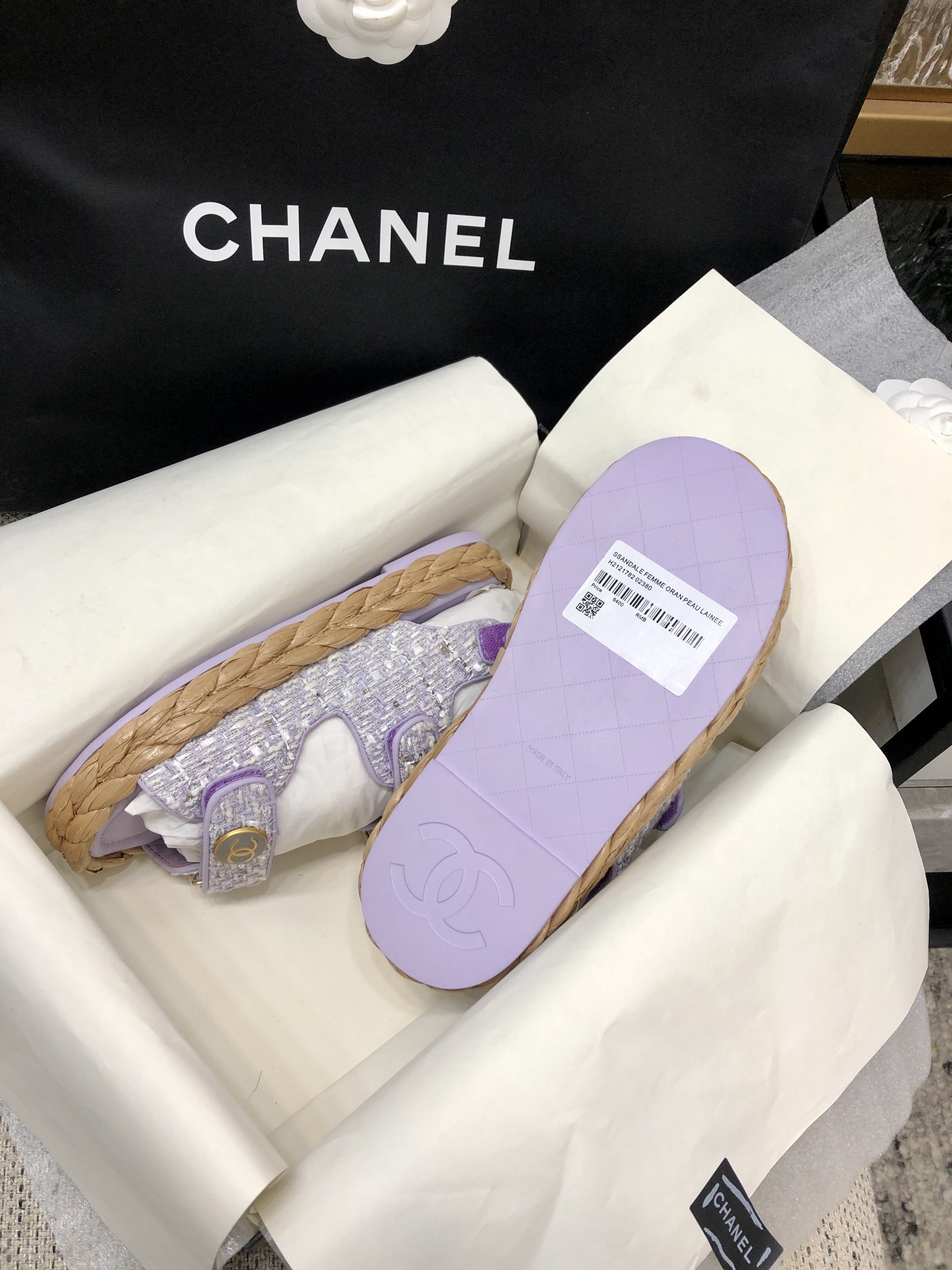 CHANEL 2023 spring and summer latest woven velcro sandals Japan imported woven materials