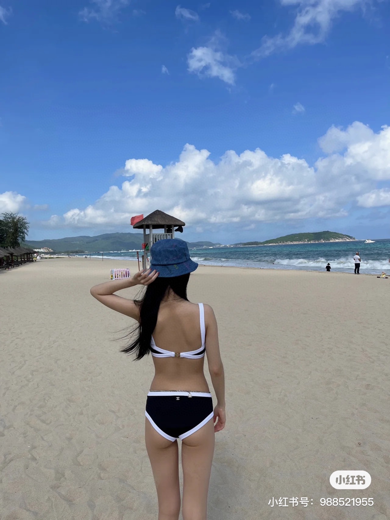 Chanel New Bikini Midi Set Petit Chanel Logo Wrap Tankini + Triangle Bottom Separate Swimsuit