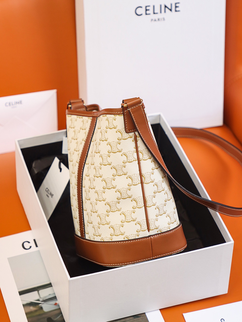 𝐂𝐞𝐥𝐢𝐧𝐞𝐓𝐑𝐈𝐎𝐌𝐏𝐇𝐄 𝐂𝐀𝐍𝐕𝐀𝐒 bucket bag #191442