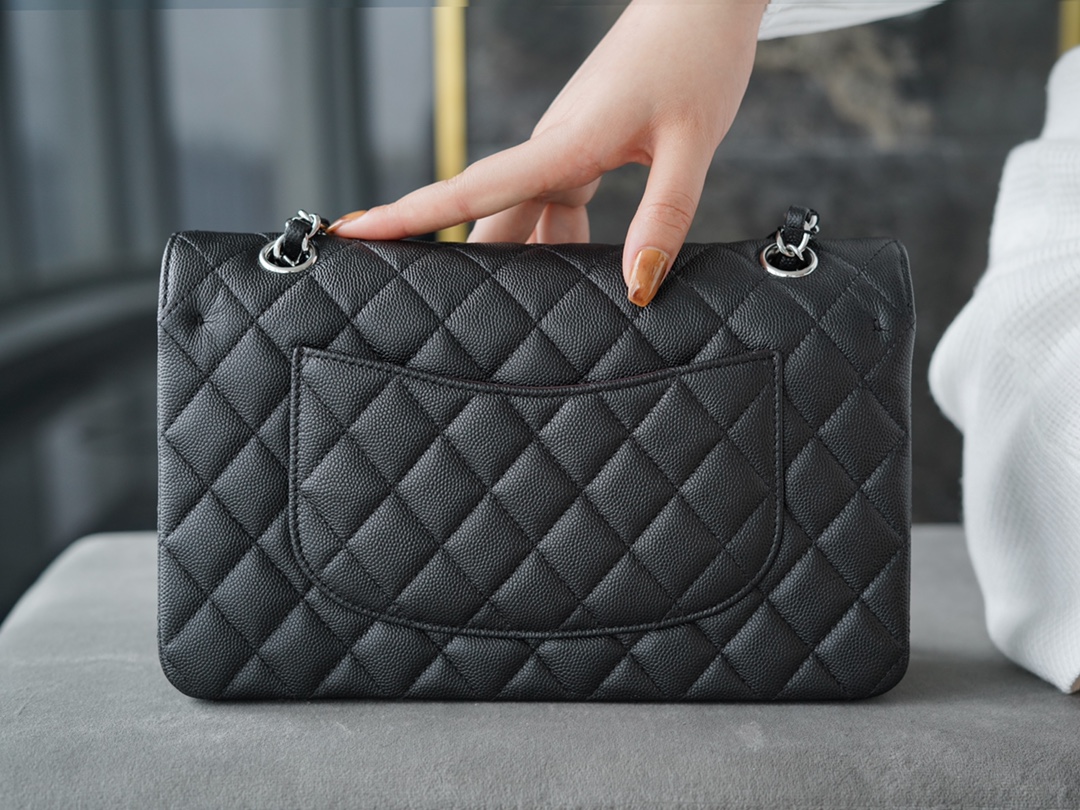 𝐂𝐇𝐀𝐍𝐄𝐋 Classic Flap France 🇫🇷 𝐇𝐚𝐚𝐬 Original Caviar🐂|Original Caviar🐂 Medium Black Silver🖤