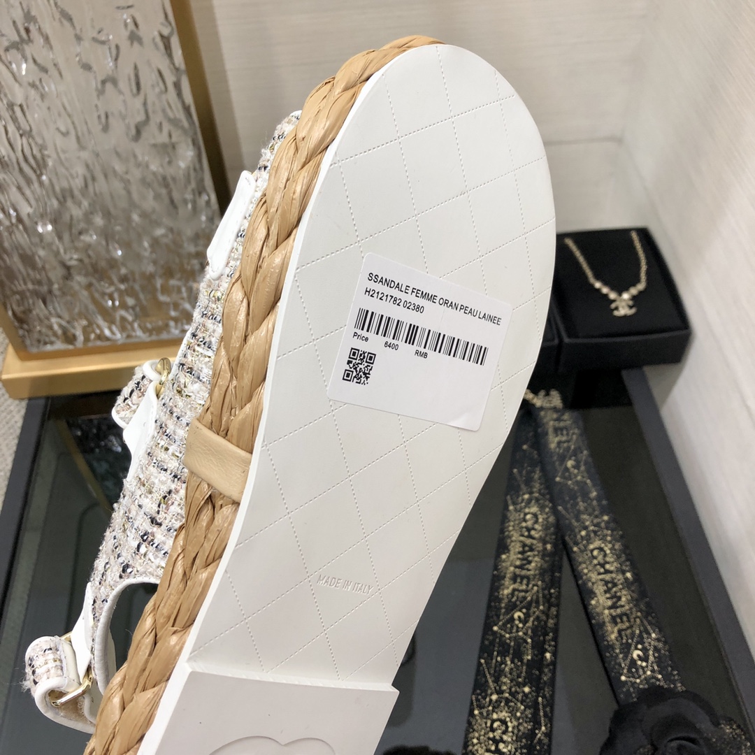 CHANEL 2023 spring and summer latest woven velcro sandals Japan imported woven materials