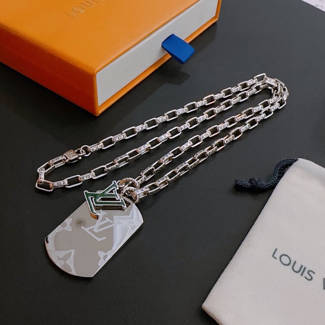 Louis Vuitton Rockabilly punk thai silver vintage silver necklace for couples with a 60cm chain length that can be changed