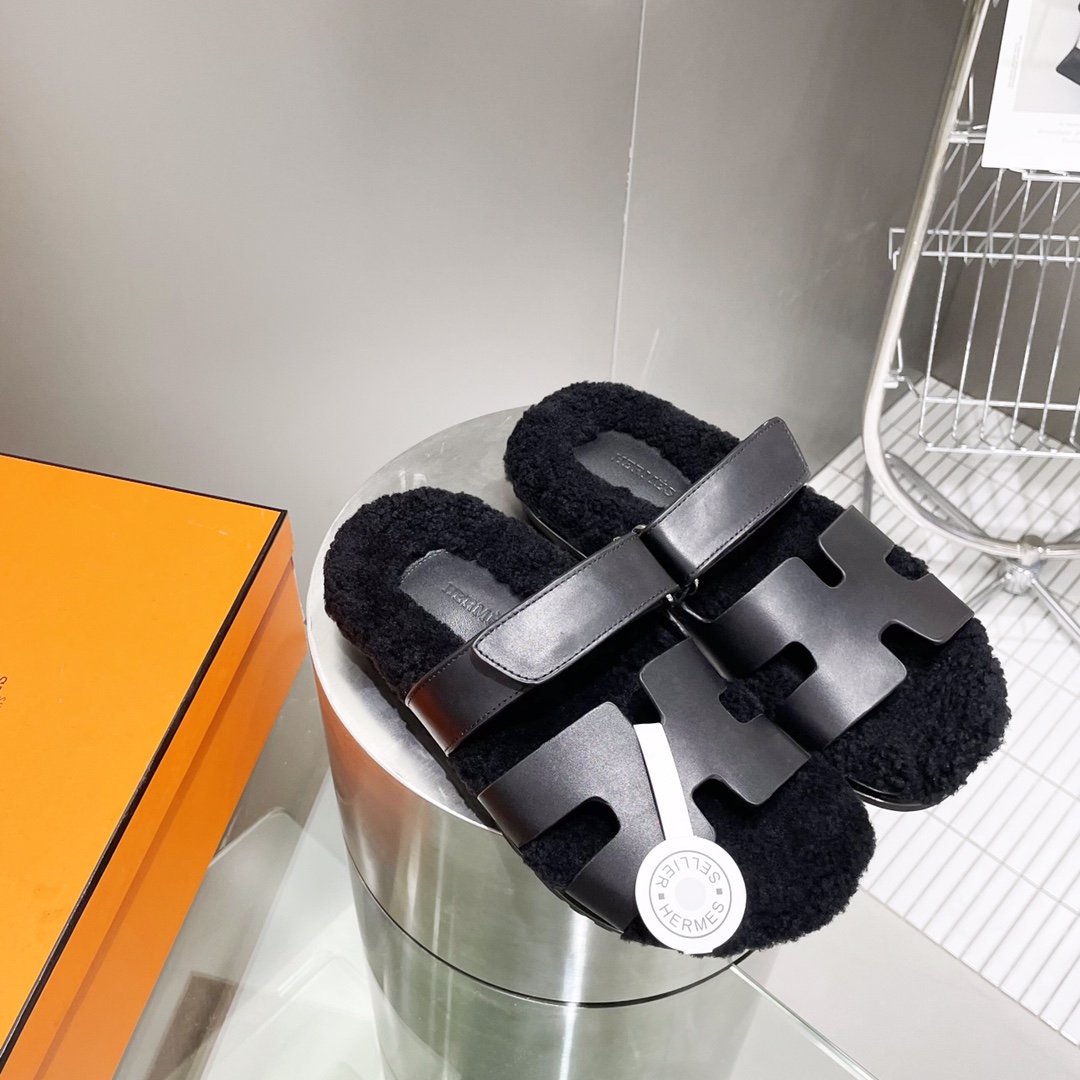 Hermes teddy fur uncle shoes