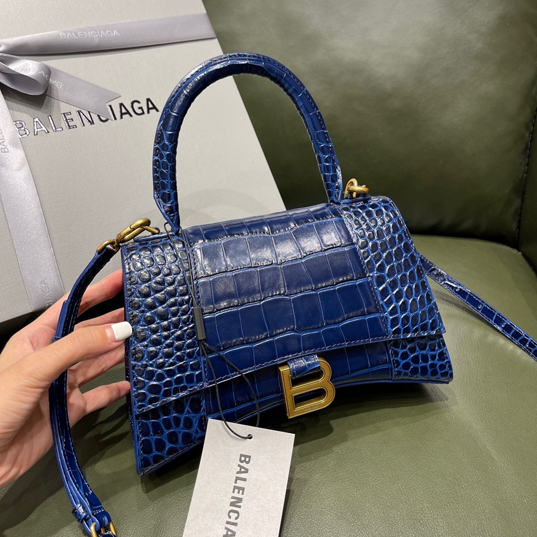 BALENCIAGA 𝐇𝐨𝐮𝐫𝐠𝐥𝐚𝐬𝐬𝐬 𝐒 crocodile-textured cowhide