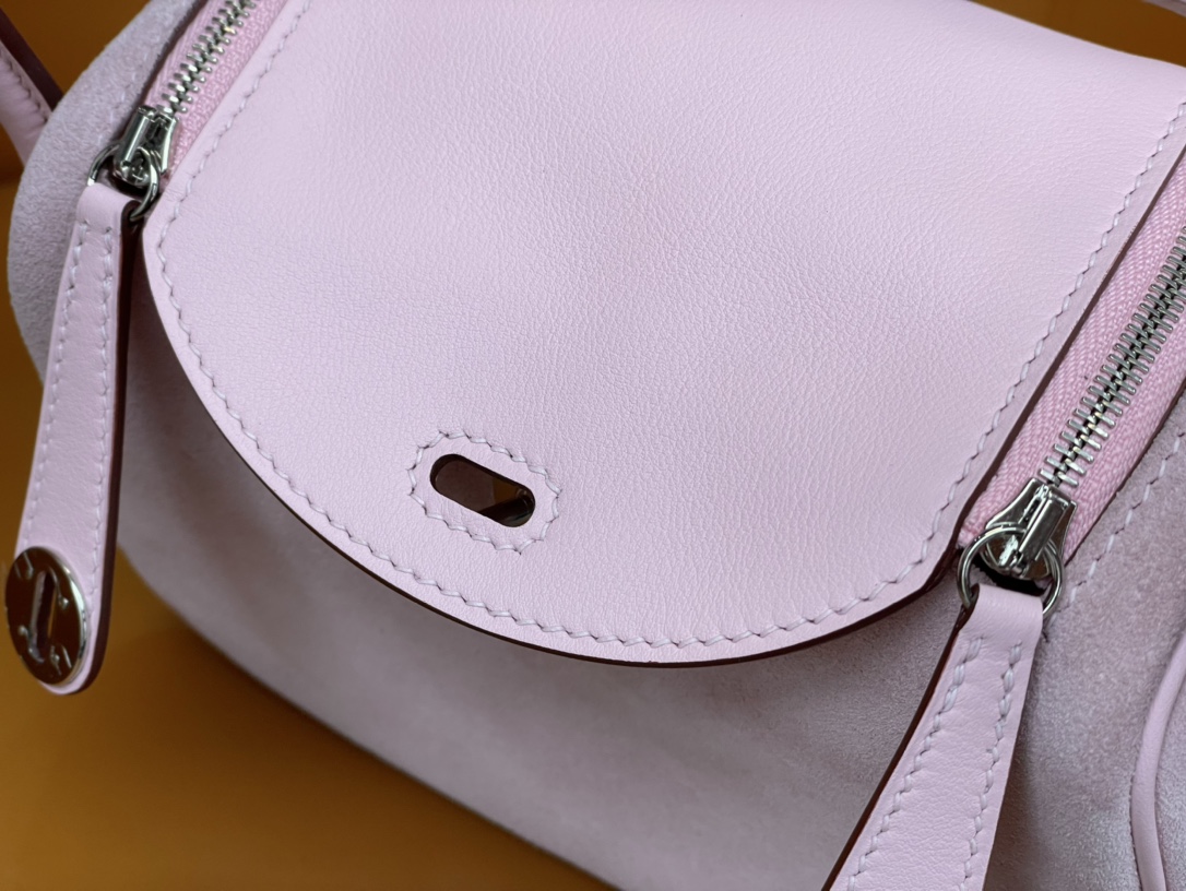 mini lindy3Q powder suede spelling swift leather silver buckle