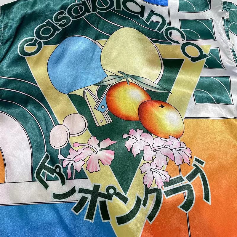 Casablanca 2022 spring and summer new table tennis printed silk short-sleeved shirt