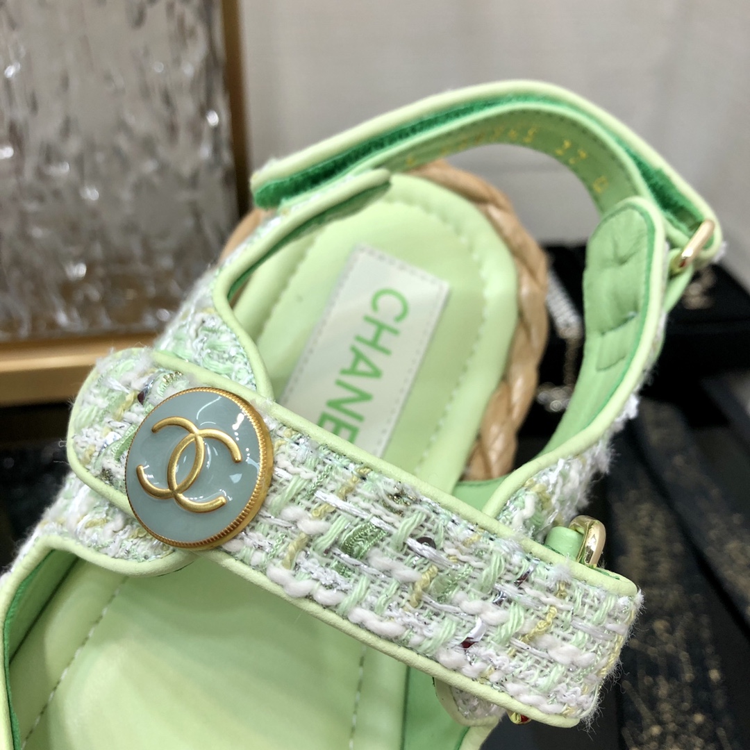 CHANEL 2023 spring and summer latest woven velcro sandals Japan imported woven materials