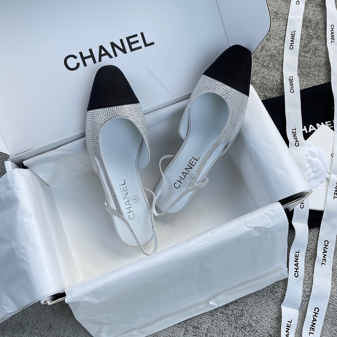 CHANEL classic sling back back hollow sandals Italy high density leather outsole