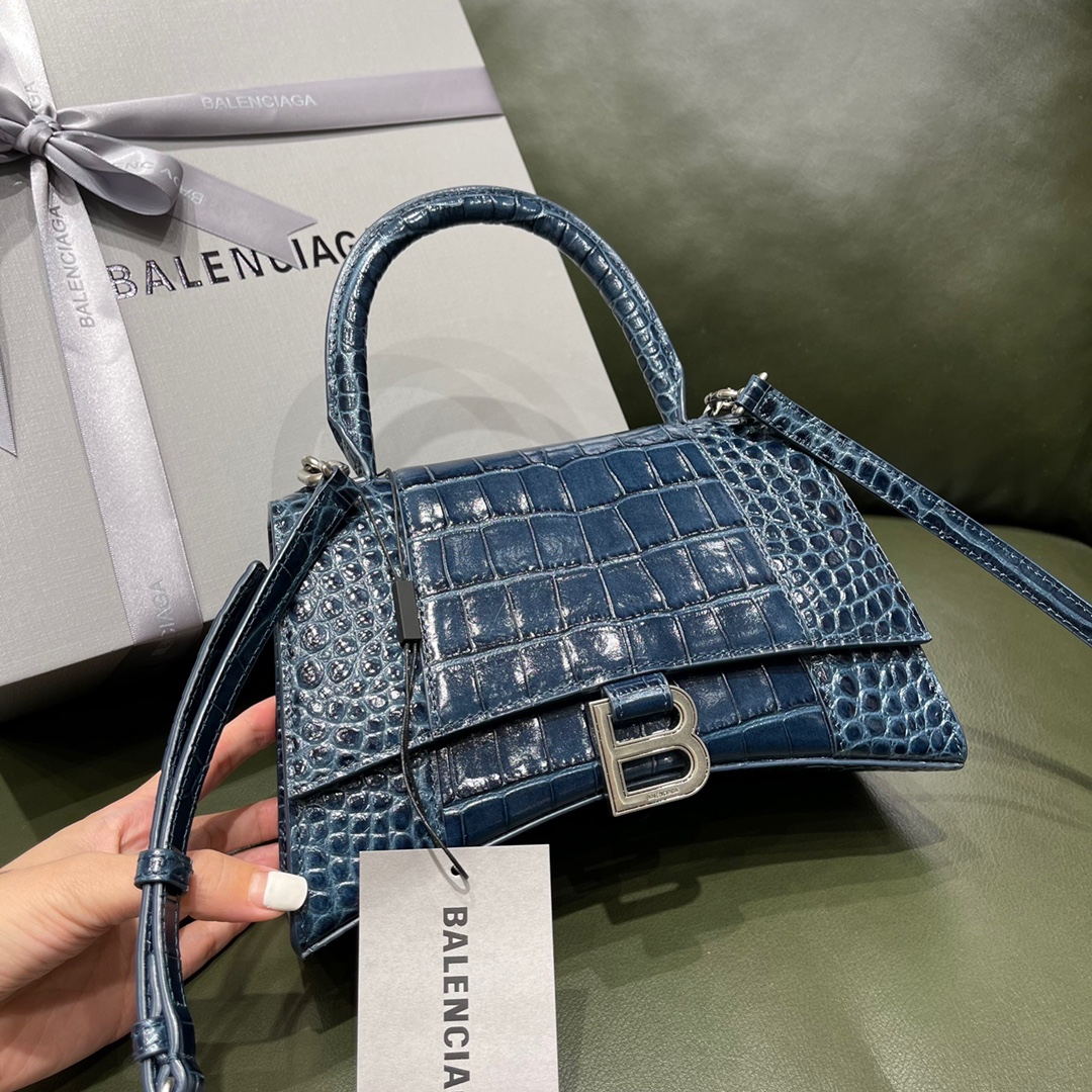 BALENCIAGA 𝐇𝐨𝐮𝐫𝐠𝐥𝐚𝐬𝐬𝐬 𝐒 crocodile-textured cowhide