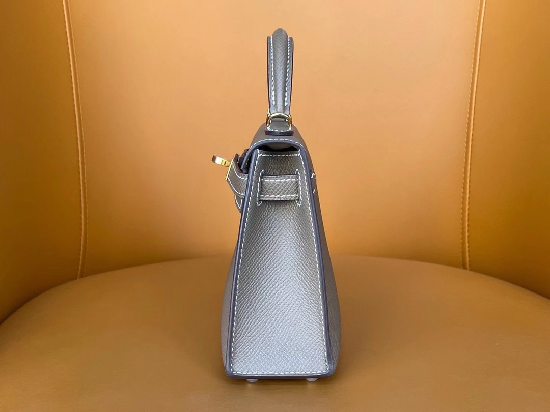 Mini Kelly 2nd generation elephant gray epsom leather