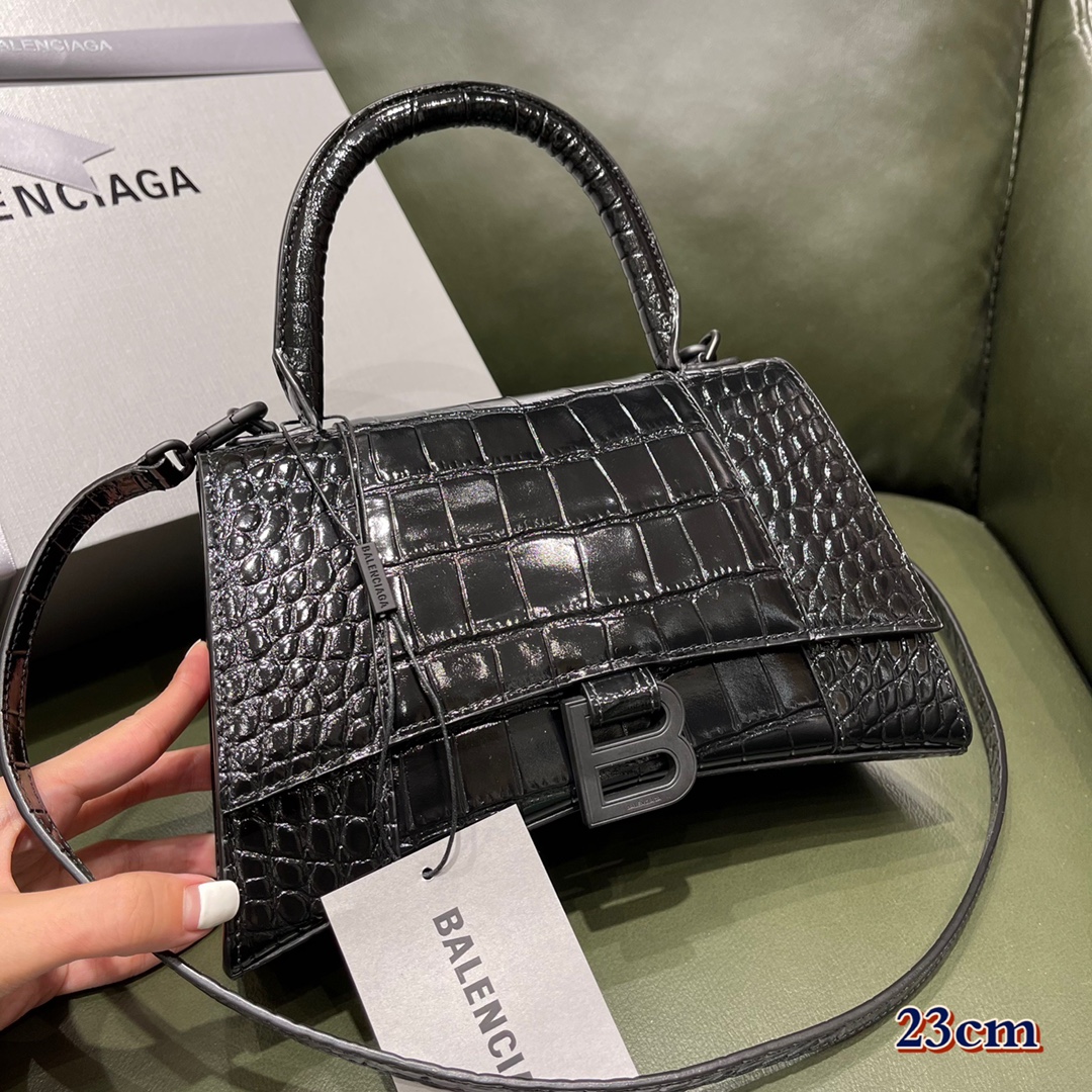 BALENCIAGA 𝐇𝐨𝐮𝐫𝐠𝐥𝐚𝐬𝐬𝐬 𝐒 crocodile-textured cowhide