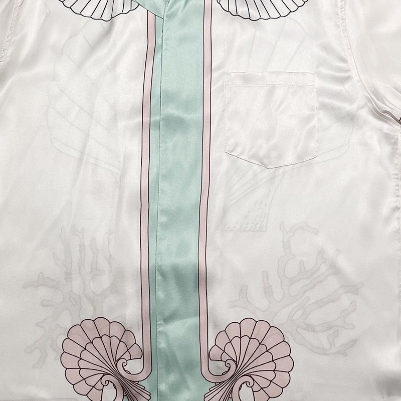 Casablanca 22SS pink shell coral short sleeve shirt