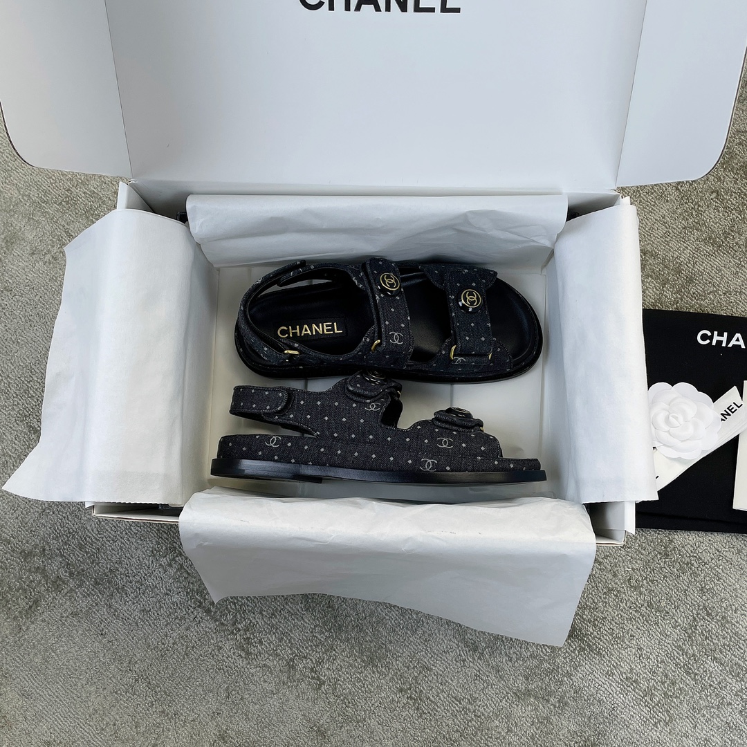 CHANEL new color bow sandals classic beach shoes every year the new color