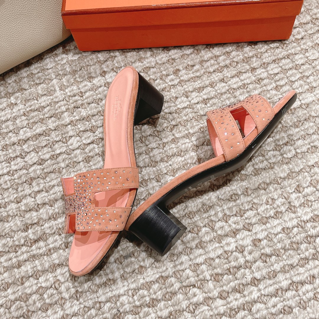 Hermes Oasis diamond face slippers series