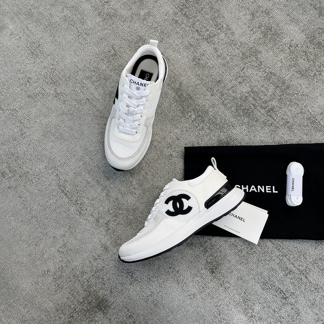 Autumn and winter explosion Chanel sneakers imported lychee grain cowhide breathable network TPU outsole