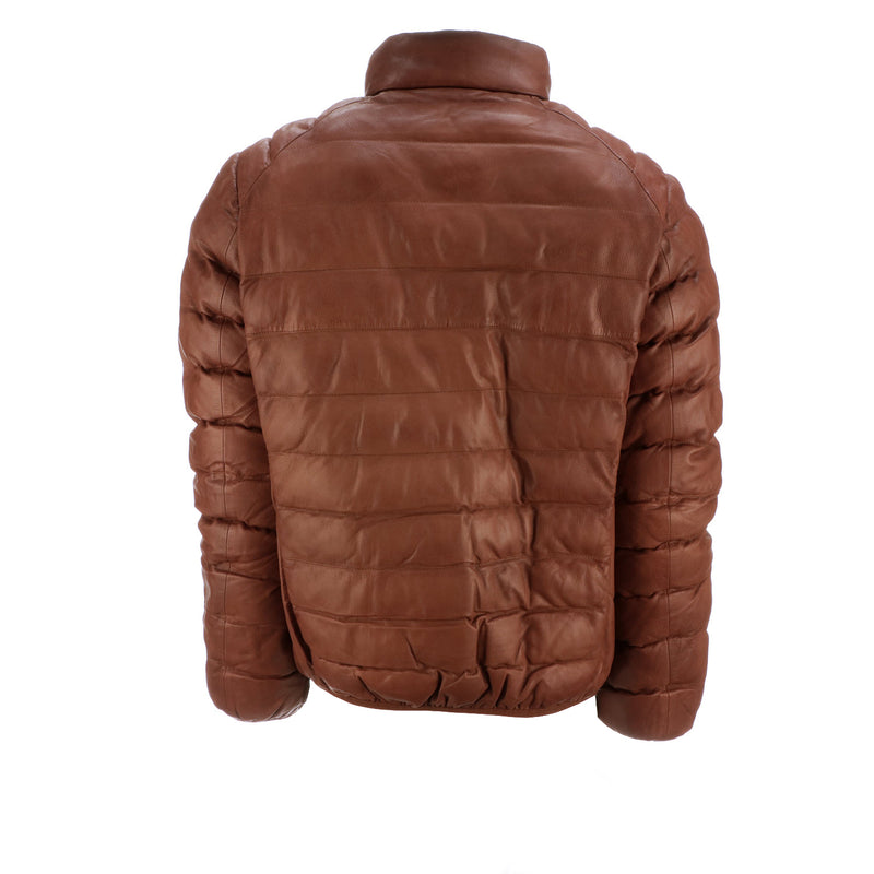 Men's Leather Puffer Jacket