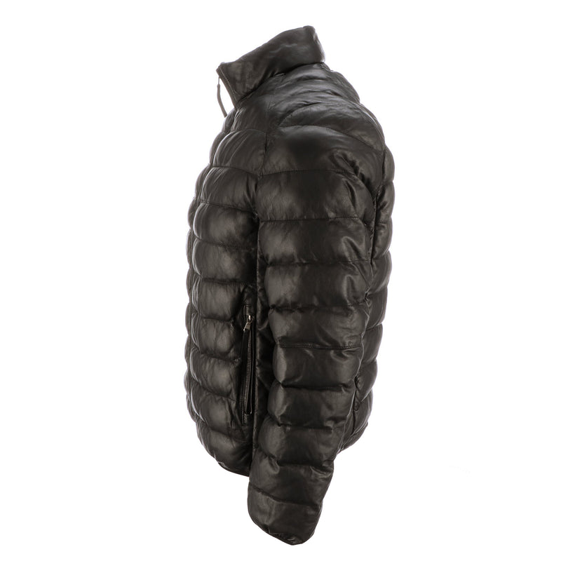 Men's Leather Puffer Jacket