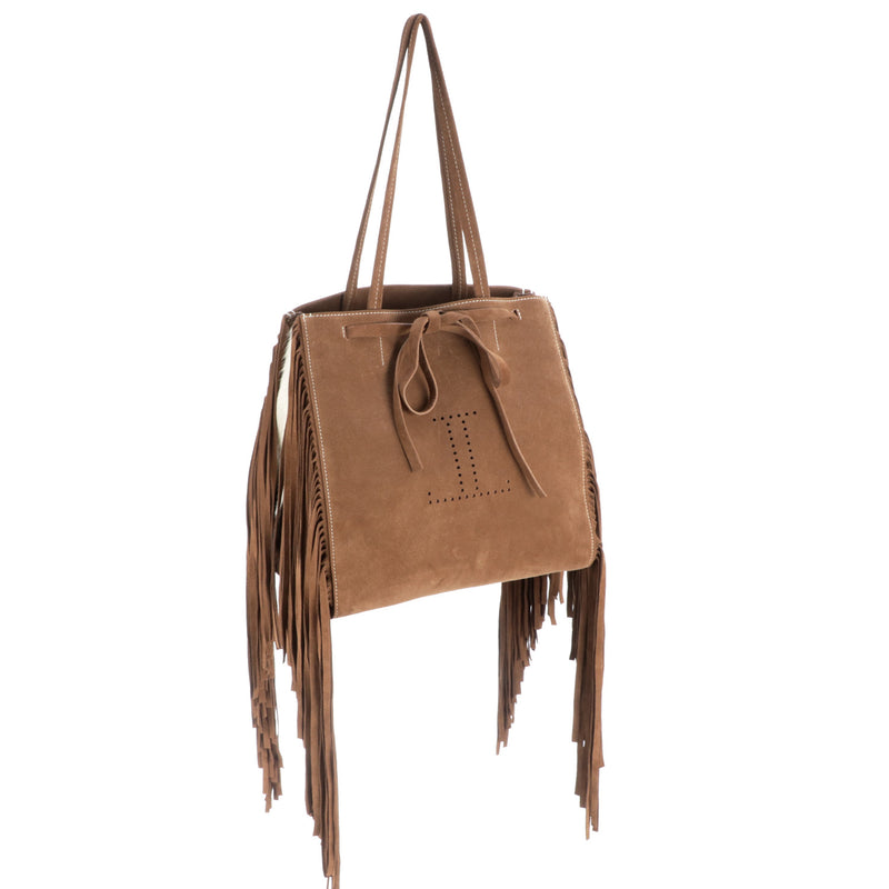 Suede Fringe Tote Bag