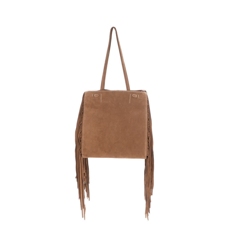 Suede Fringe Tote Bag