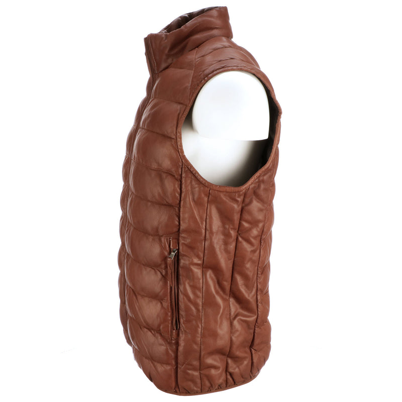 Men's Leather Puffer Vest