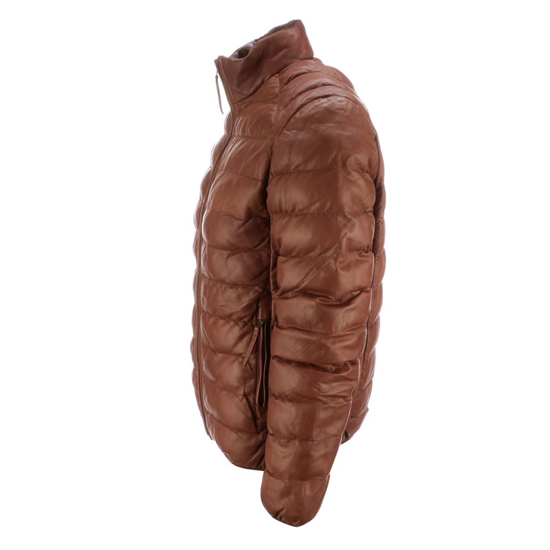 Men's Leather Puffer Jacket