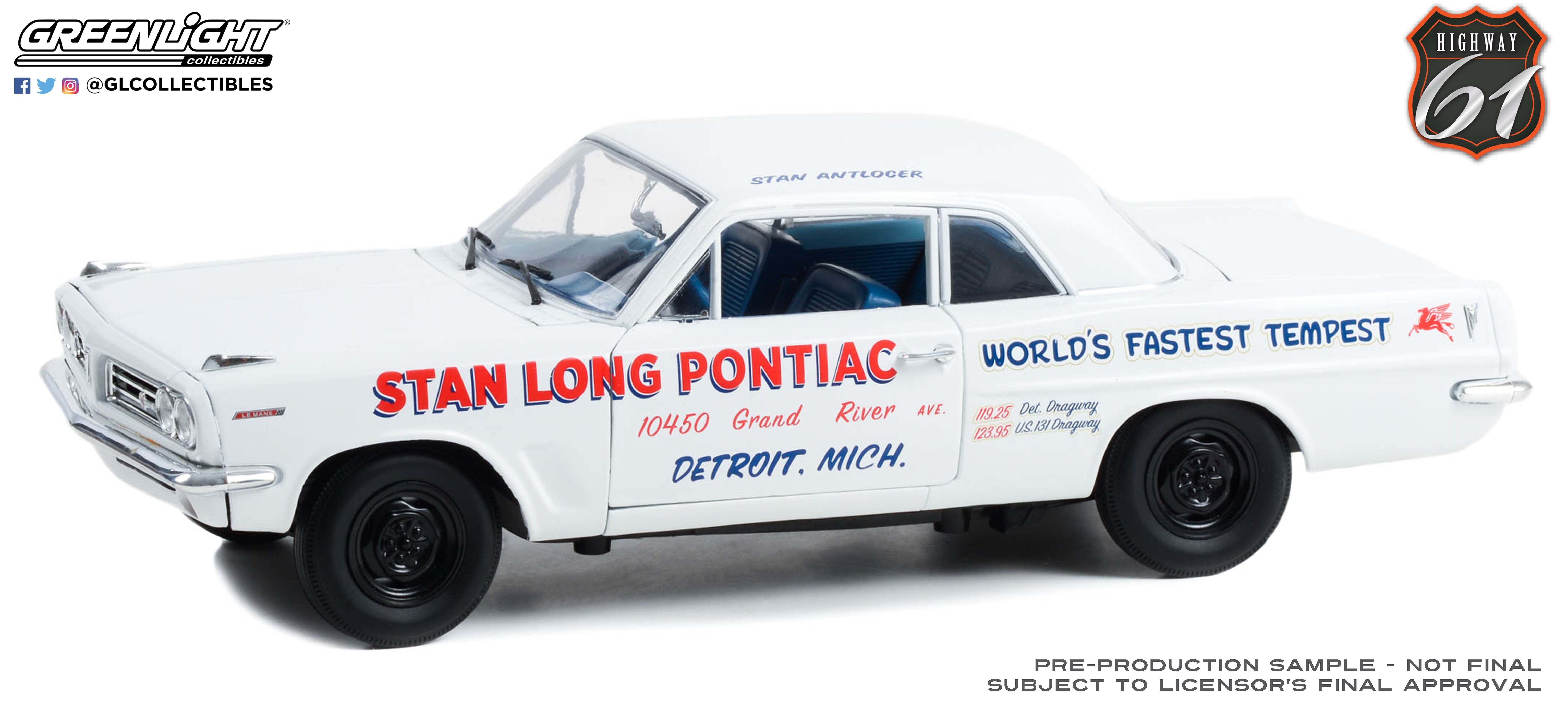 Highway 61 1:18 1963 Pontiac Tempest - Stan Long Pontiac, Detroit, Michigan World s Fastest Tempest - Driven by Stan Antlocer HWY-18041