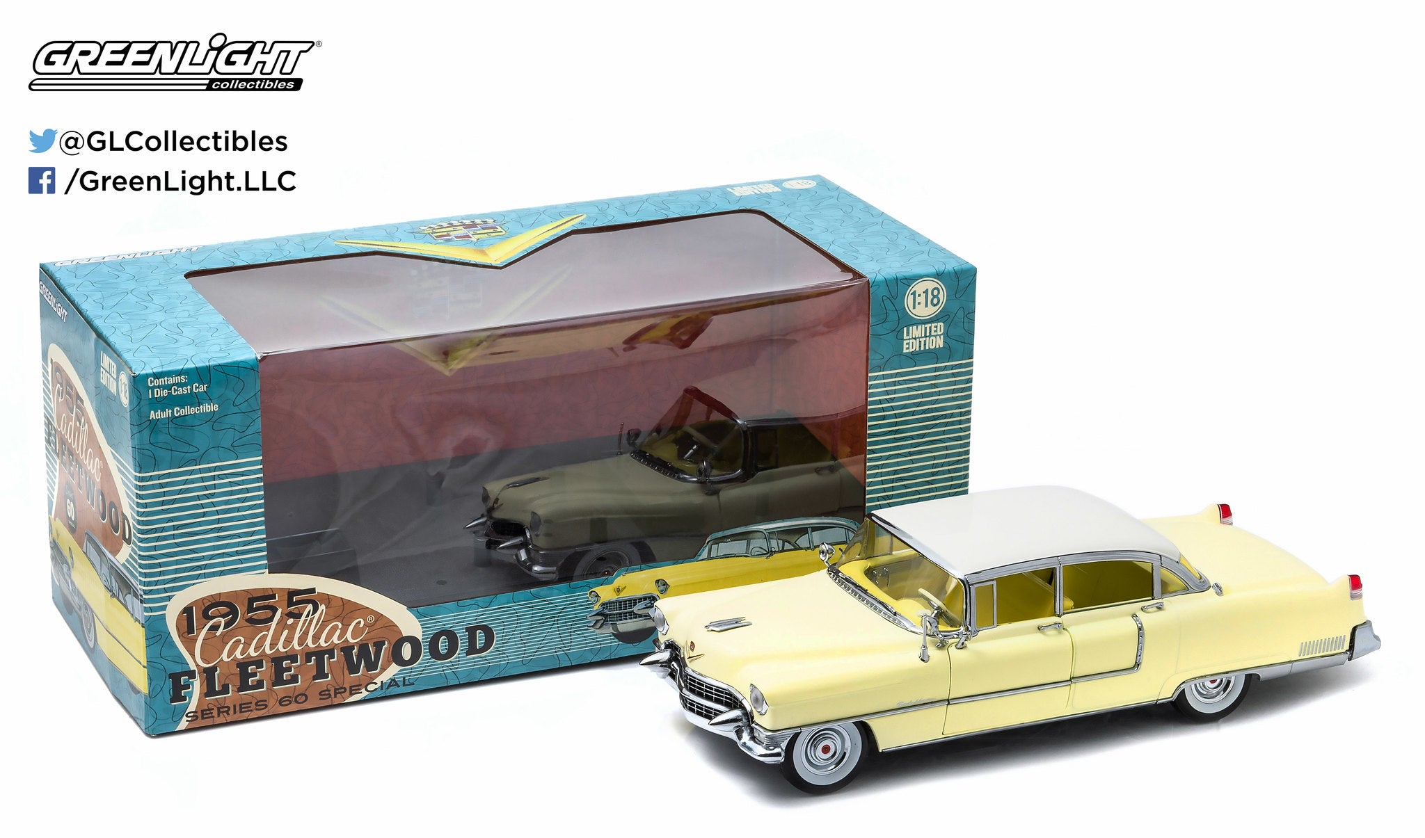 GreenLight 1:18 1955 Cadillac Fleetwood Series 60 Yellow 12937
