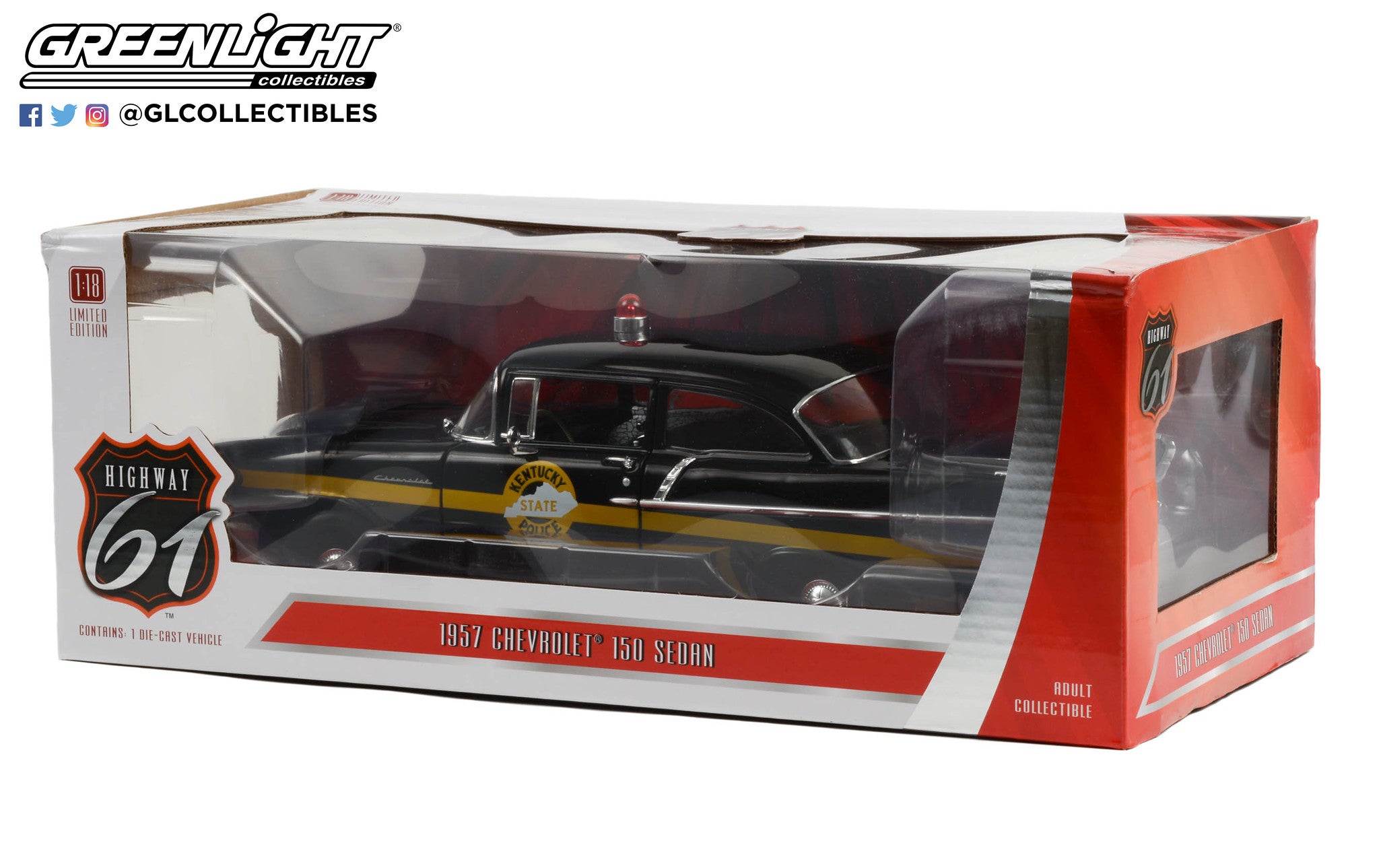 Highway 61 1:18 1957 Chevrolet 150 Sedan - Kentucky State Police HWY-18027