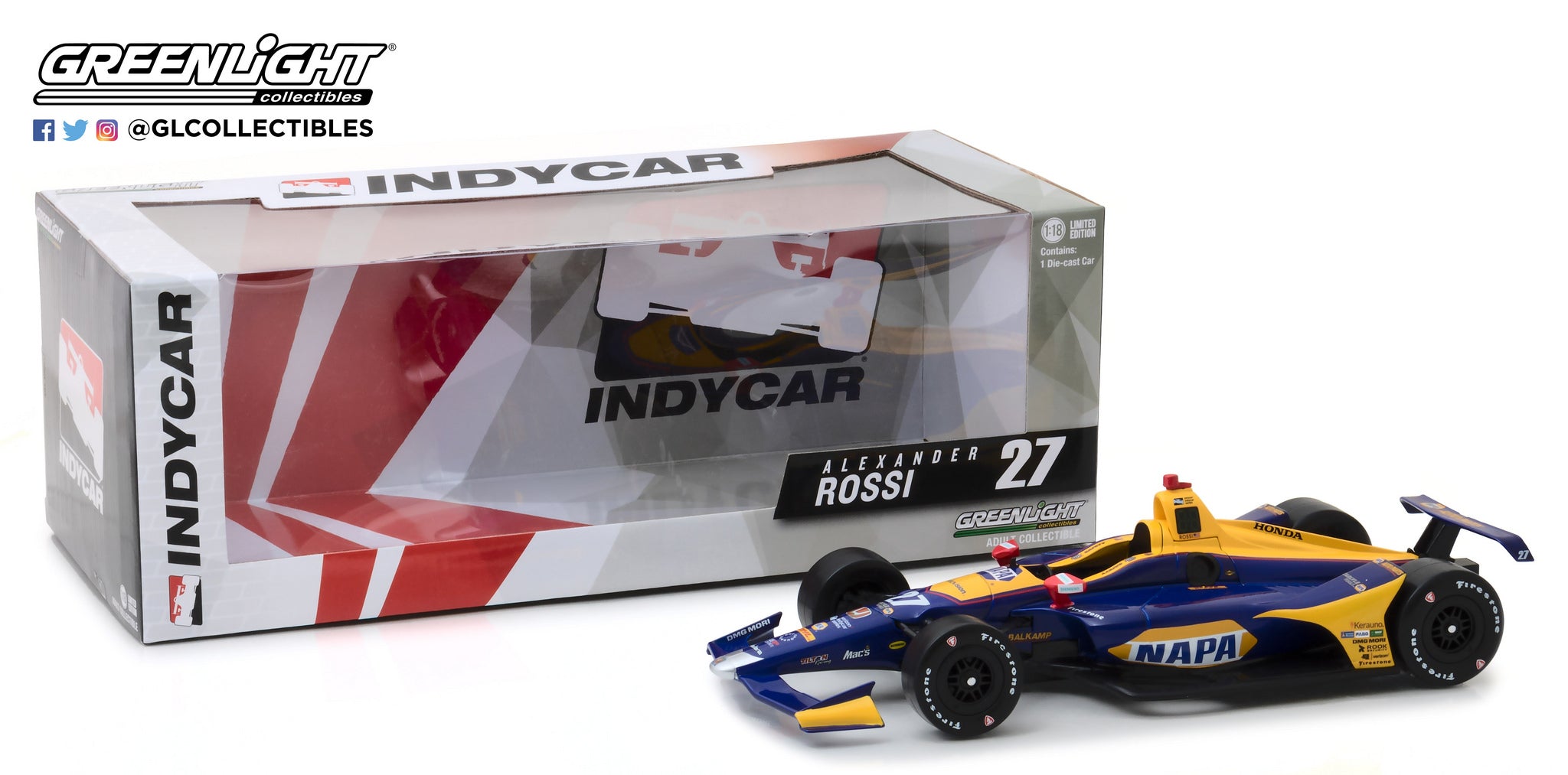 GreenLight 1:18 IndyCar Series 2018 #27 Alexander Rossi / Andretti Autosport NAPA Auto Parts 11026