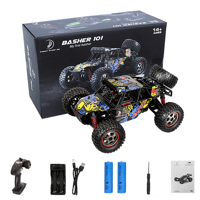 BASHER 101 1/14 2.4GHz RC Car 4WD RC Off-road Vehicle High-speed 48KM/H All-terrain RC Truck with LED Lights