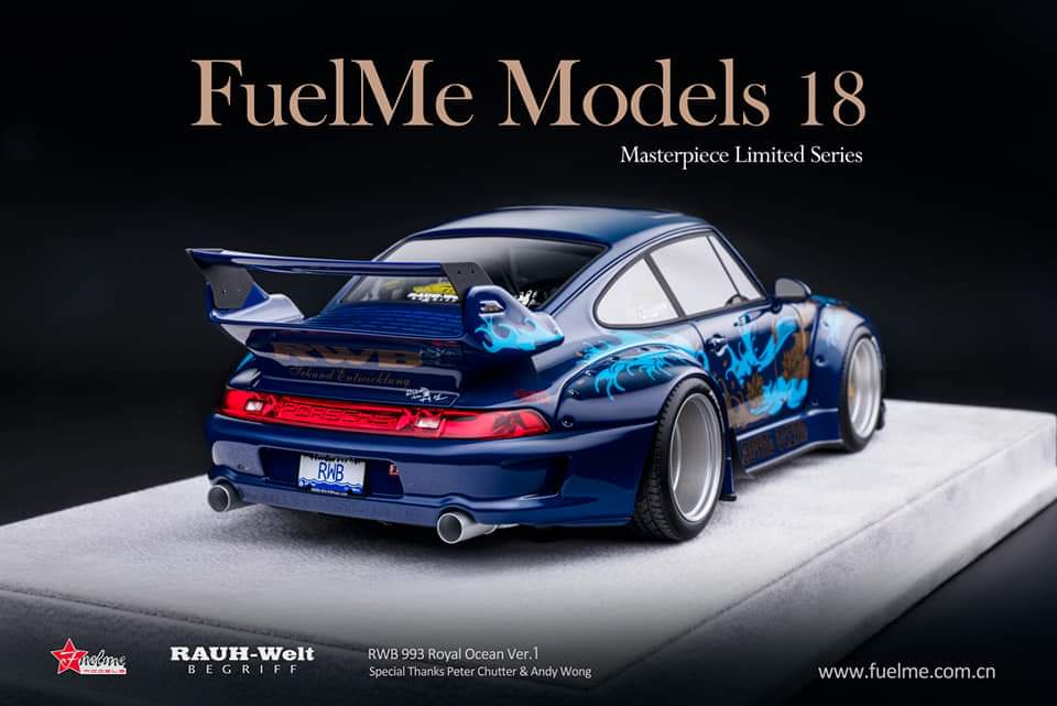 FuelMe Model 1:18 Porsche 993 RWB Royal Ocean Edition Ver.1 - Masterpiece Limited Series